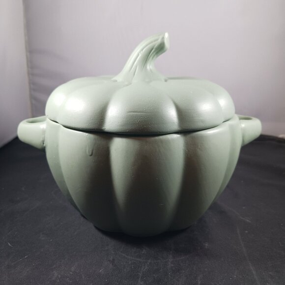 Pumpkin Green Dish With Lid - Picture 11 of 12